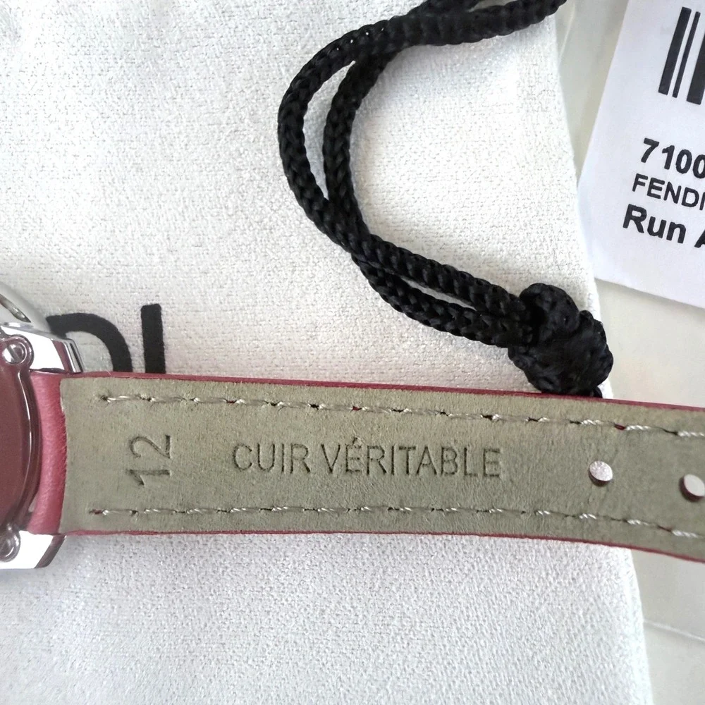Fendi Run Away Watch 28mm‎ Stainless Steel Red Leather Strap NEW